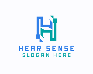 Modern Glitch Letter H logo design