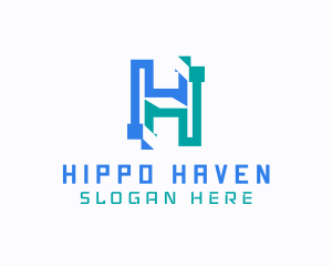 Modern Glitch Letter H logo design