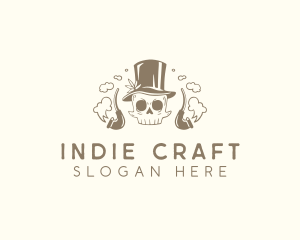 Indie - Hipster Smoking Skull logo design