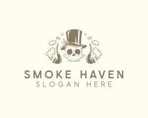 Hipster Smoking Skull  logo design