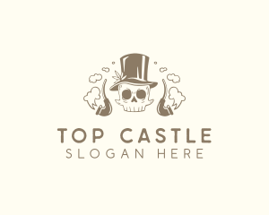 Hipster Smoking Skull  logo design