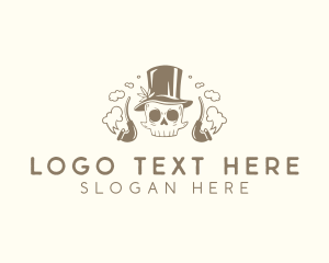 Top Hat - Hipster Smoking Skull logo design