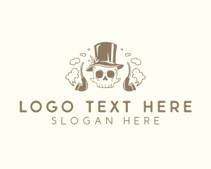 Hipster Smoking Skull  Logo