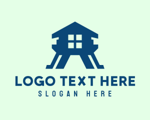 Negative Space - Blue Letter A House logo design