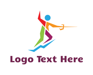 Colorful Human Fencing Logo