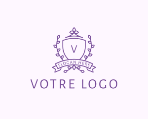 Floral Shield Vineyard Crest logo design