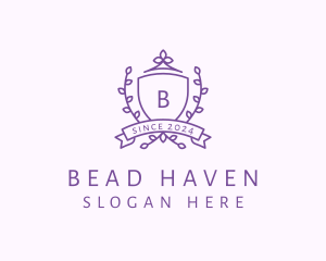 Floral Shield Vineyard Crest logo design