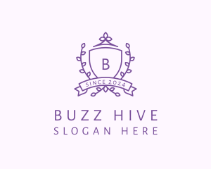 Floral Shield Vineyard Crest logo design