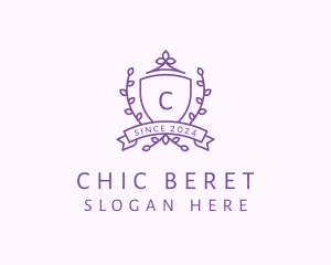 Floral Shield Vineyard Crest logo design