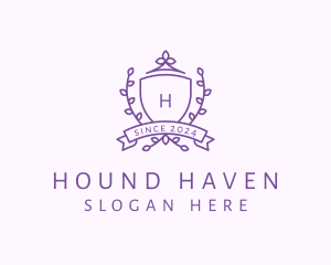 Floral Shield Vineyard Crest logo design