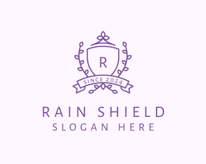 Floral Shield Vineyard Crest logo design