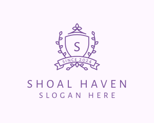 Floral Shield Vineyard Crest logo design