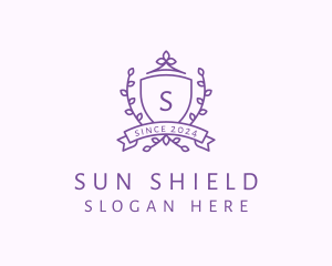 Floral Shield Vineyard Crest logo design