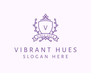 Floral Shield Vineyard Crest logo design