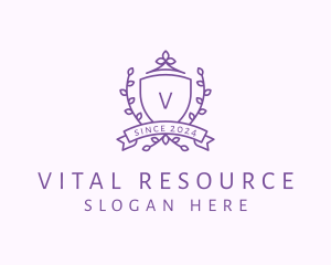 Floral Shield Vineyard Crest logo design