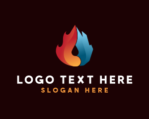 Heating System - Fire Ice Droplet logo design