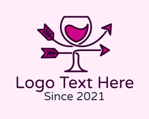 Wine Server - Wine Glass Arrow logo design