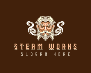 Man Titan Beard Smoke logo design