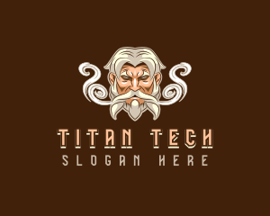 Man Titan Beard Smoke logo design