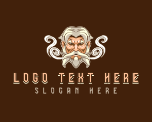 Vaping - Man Titan Beard Smoke logo design