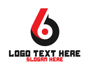 Numeral - Tech Number 6 Stroke logo design