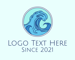 Sea Waves - Tidal Ocean Wave Surfing logo design
