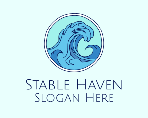 Tidal Ocean Wave Surfing Logo