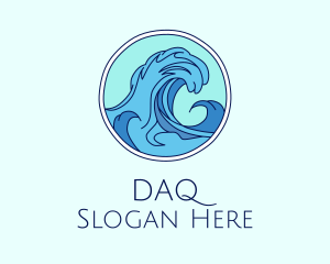 Tidal Ocean Wave Surfing Logo