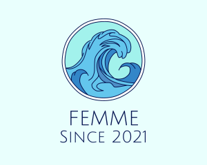 Tidal Ocean Wave Surfing logo design