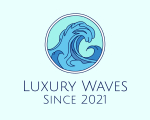 Tidal Ocean Wave Surfing logo design