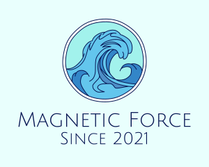 Tidal Ocean Wave Surfing logo design