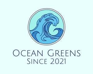 Tidal Ocean Wave Surfing logo design