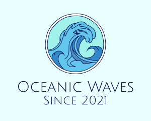 Marine Life - Tidal Ocean Wave Surfing logo design