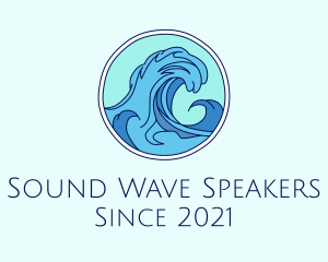 Tidal Ocean Wave Surfing logo design