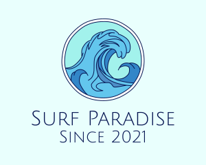 Surf - Tidal Ocean Wave Surfing logo design