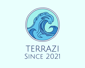 Tidal Ocean Wave Surfing logo design