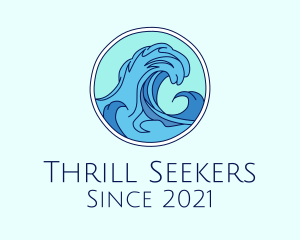 Tidal Ocean Wave Surfing logo design