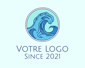 Blue - Tidal Ocean Wave Surfing logo design