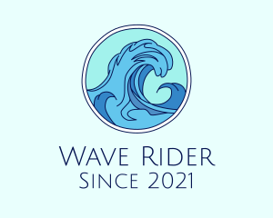 Surfing - Tidal Ocean Wave Surfing logo design