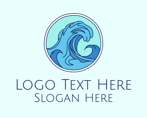 Tidal Ocean Wave Surfing Logo