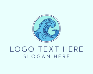 Beach - Tidal Ocean Wave Surfing logo design