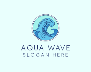 Tidal Ocean Wave Surfing logo design