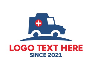 Blue Car - Medical Emergency Hospital Ambulance logo design