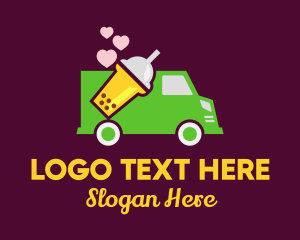 Food Delivery - Bubble Tea Delivery Truck logo design