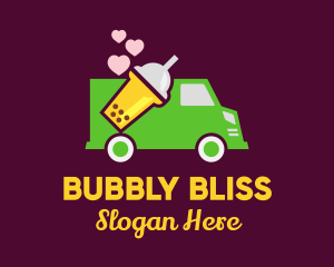 Bubble Tea Delivery Truck logo design