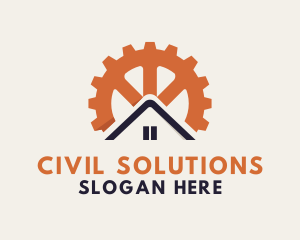 Civil - House Gear Engineer logo design