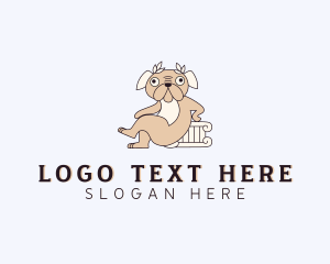 Orange Puppy - Greek Pug Dog logo design