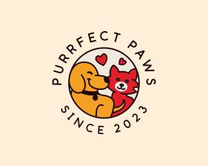 Heart Kitten Puppy logo design