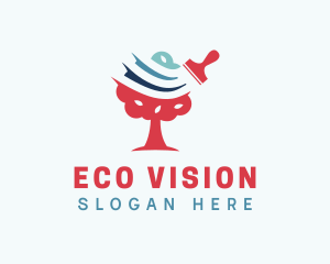 Tree Eco Paint Brush logo design