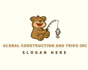 Bear - Cute Fishing Bear logo design
